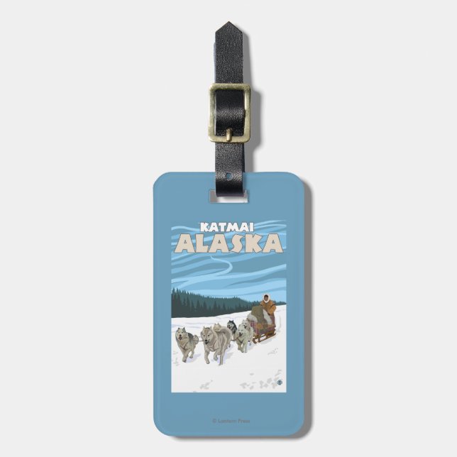 Dog Sledding Scene - Katmai, Alaska Luggage Tag (Front Vertical)