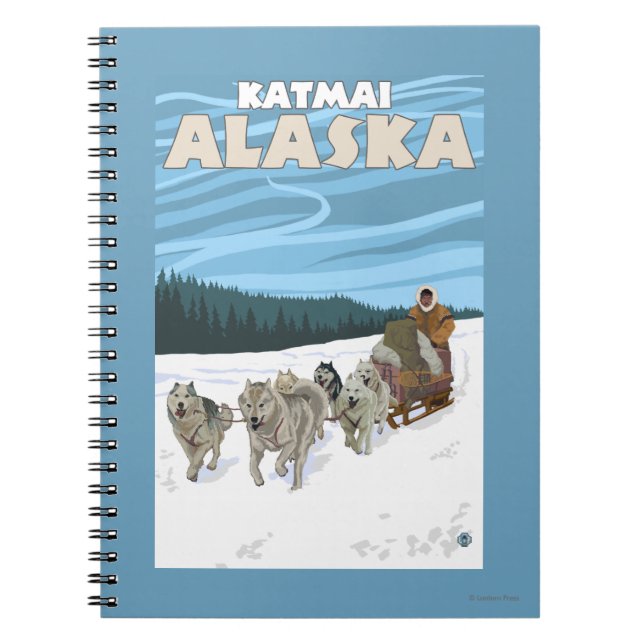 Dog Sledding Scene - Katmai, Alaska Spiral Notebook (Front)
