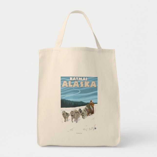 Dog Sledding Scene - Katmai, Alaska Tote Bag (Front)