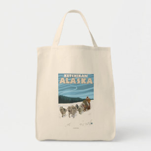 Dog Sledding Scene - Ketchikan, Alaska Tote Bag