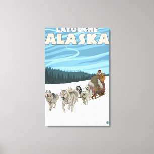 Dog Sledding Scene - Latouche, Alaska Canvas Print