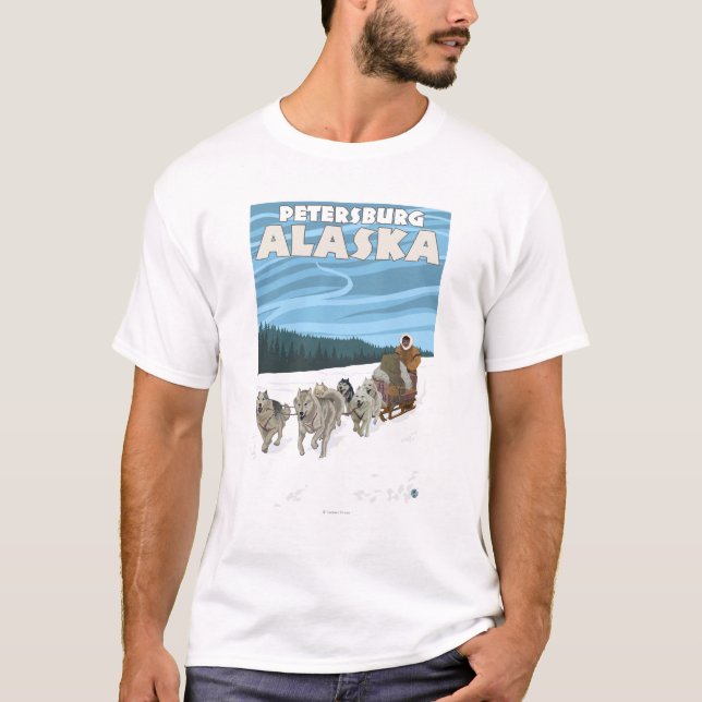 Dog Sledding Scene - Petersburg, Alaska T-Shirt (Front)