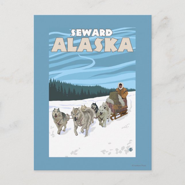 Dog Sledding Scene - Seward, Alaska Postcard (Front)