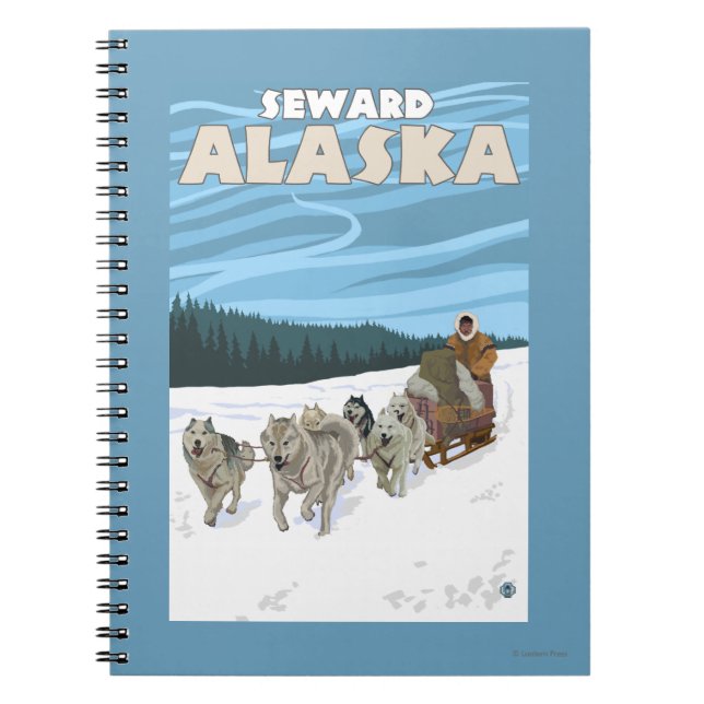 Dog Sledding Scene - Seward, Alaska Spiral Notebook (Front)