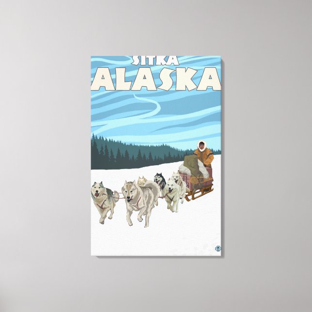 Dog Sledding Scene - Sitka, Alaska Canvas Print (Front)