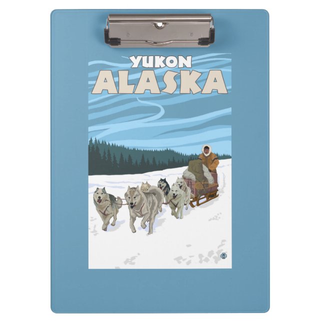Dog Sledding Scene - Yukon, Alaska Clipboard (Front)