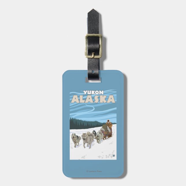 Dog Sledding Scene - Yukon, Alaska Luggage Tag (Front Vertical)