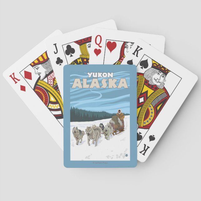 Dog Sledding Scene - Yukon, Alaska Playing Cards (Back)