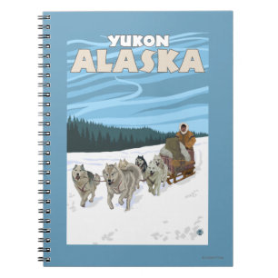 Dog Sledding Scene - Yukon, Alaska Spiral Notebook