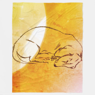 Dog, Sleeping Dachshund Dog Fleece Blanket