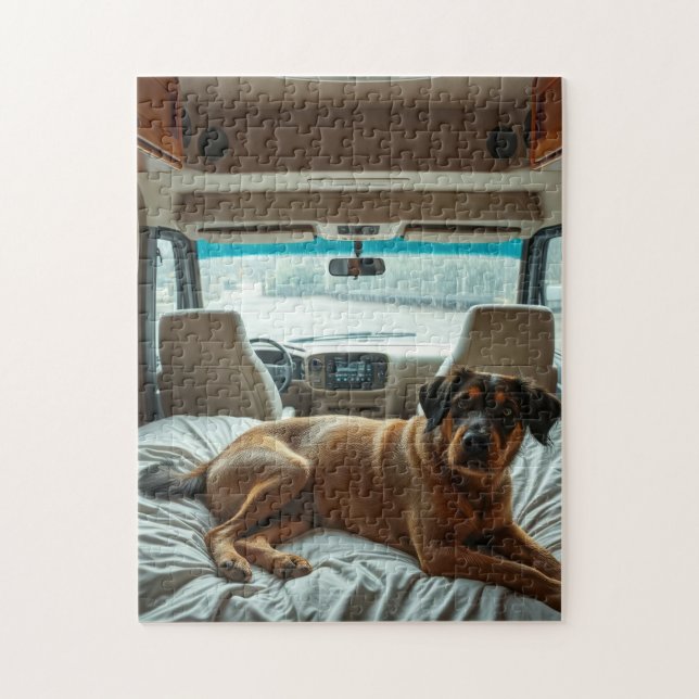 Dog Sleeping in Cosy RV Interior Jigsaw Puzzle (Vertical)