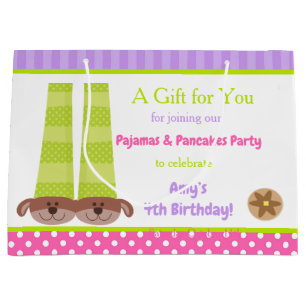 Dog Slippers Pyjamas & Pancakes Birthday Party Large Gift Bag