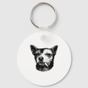 Dog Smoking Cigarette Chihuahua Meme Key Ring