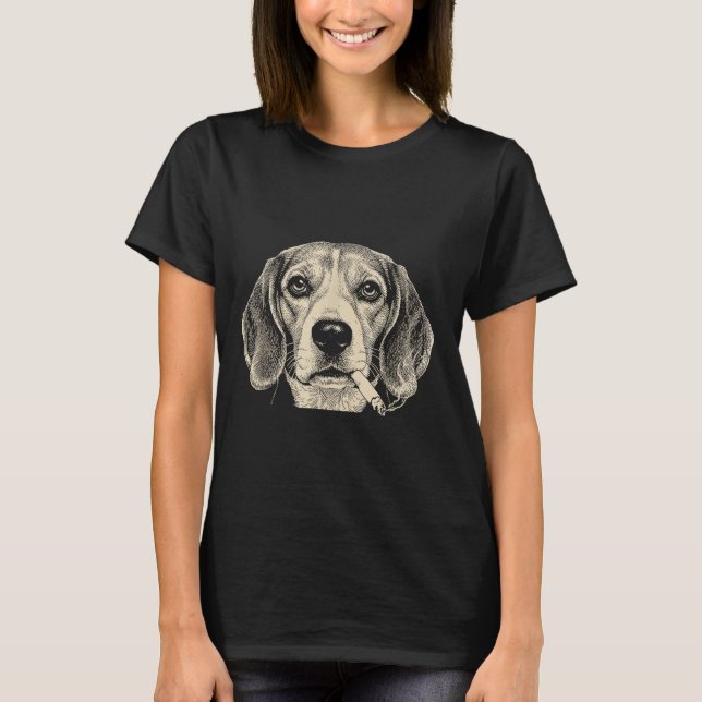 Dog Smoking Cigarette Funny Beagle Meme  T-Shirt (Front)