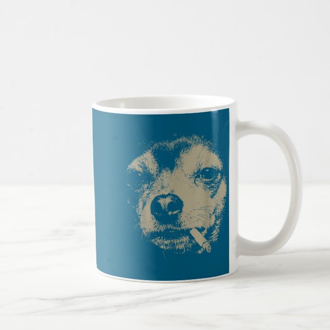 Dog Smoking Cigarette Funny Chihuahua Meme  Coffee Mug (Right)