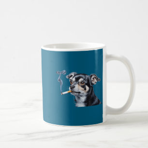 Dog smoking cigarette funny chihuahua meme coffee mug