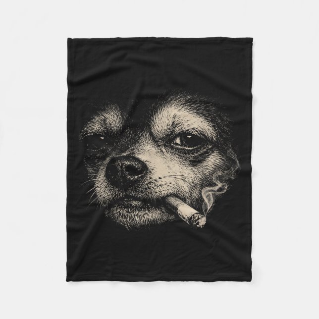 Dog smoking cigarette funny chihuahua meme  fleece blanket (Front)