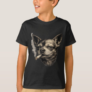 Dog smoking cigarette funny chihuahua meme funny T-Shirt