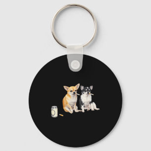 Dog Smoking Cigarette Funny Chihuahua Meme Key Ring