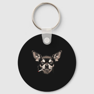 Dog Smoking Cigarette Funny Chihuahua Meme Men Wom Key Ring