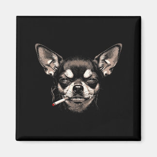 Dog Smoking Cigarette Funny Chihuahua Meme Men Wom Magnet