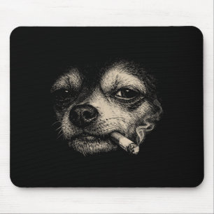 Dog smoking cigarette funny chihuahua meme mouse pad