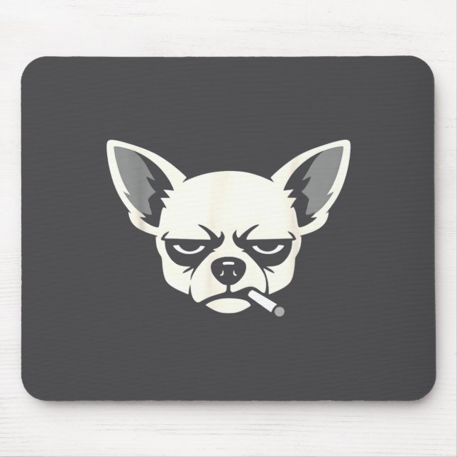 Dog Smoking Cigarette Funny Chihuahua Meme  Mouse Pad (Front)