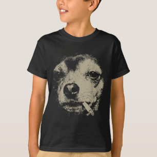 Dog Smoking Cigarette Funny Chihuahua Meme  T-Shirt