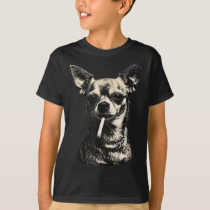 Dog smoking cigarette funny chihuahua meme T-Shirt