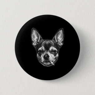 Dog smoking cigarette funny chihuahua meme vintage 6 cm round badge