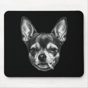 Dog Smoking Cigarette Funny Chihuahua Meme Vintage Mouse Pad