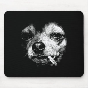 Dog Smoking Cigarette Funny Chihuahua Meme Vintage Mouse Pad
