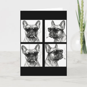 Dog smoking cigarette funny french bulldog photo card