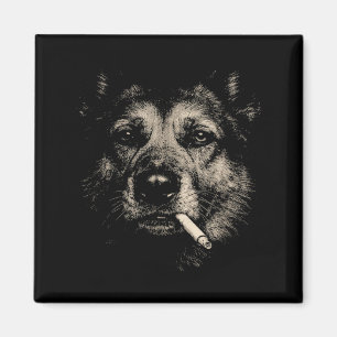 Dog Smoking Cigarette Funny German Shepherd Dog Magnet