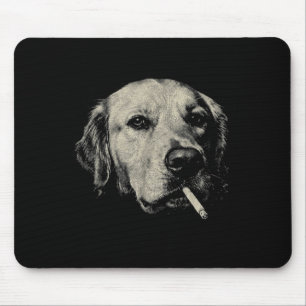 Dog smoking cigarette funny golden retriever meme mouse pad