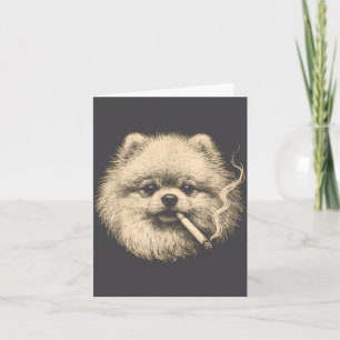 Dog Smoking Cigarette Funny Meranian Meme Card