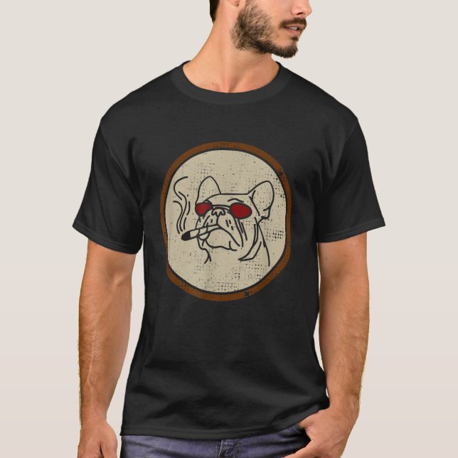 Dog Smoking Weed Retro Cool Funny T-Shirt (Front)