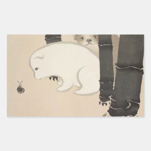 Dog snail Kamisaka Sekka japan painting art canvas Rectangular Sticker