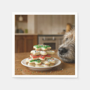 Dog Sniffing Christmas Sugar Cookies Napkin