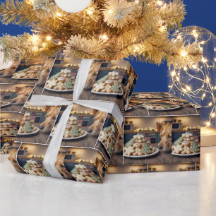 Dog Sniffing Christmas Sugar Cookies Wrapping Paper