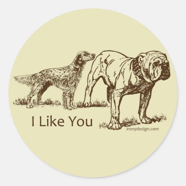 Dog Sniffs Butt Classic Round Sticker (Front)