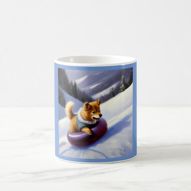 Dog Snow Tubing Coffee Mug (Center)
