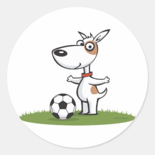 Dog Soccer Classic Round Sticker