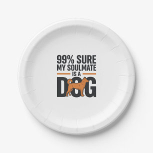 Dog Soulmate Funny Vintage Engraving T-Shirt Desig Paper Plate