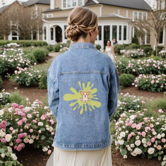 dog splash paint denim jacket (Wedding Back)