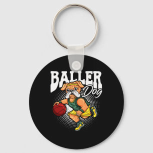 Dog Sports Athlete Bulldog Muscular Dog Basketball Key Ring