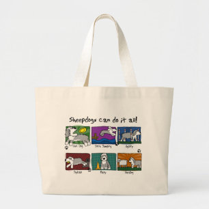 Dog Sports Old English Sheepdog Large Tote Bag