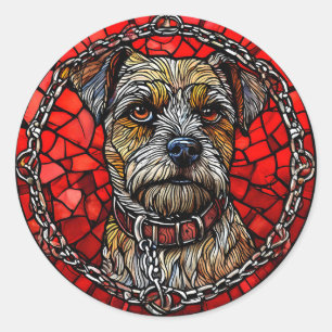 Dog Stained Glass Art Classic Round Sticker