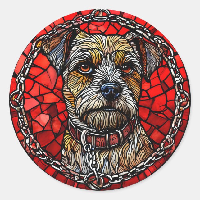 Dog Stained Glass Art Classic Round Sticker (Front)