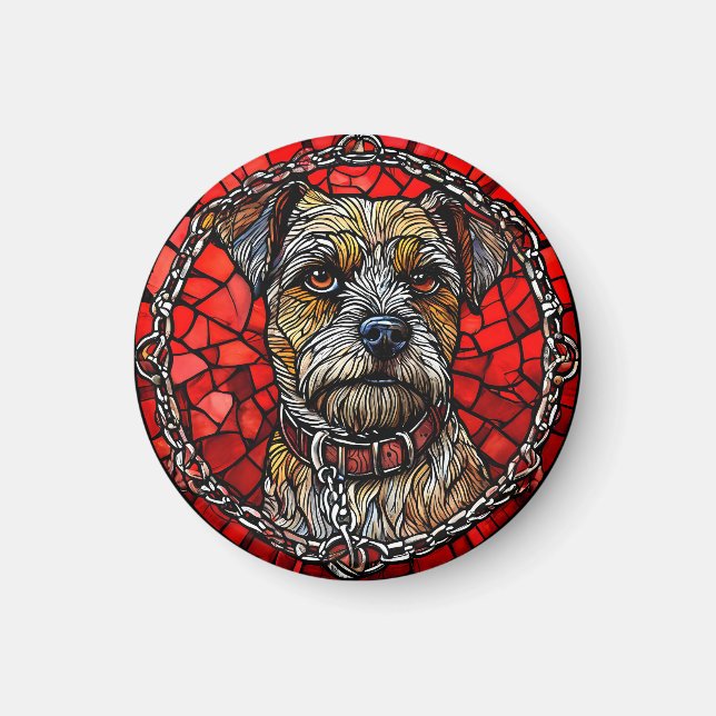 Dog Stained Glass Art Magnet (Front)